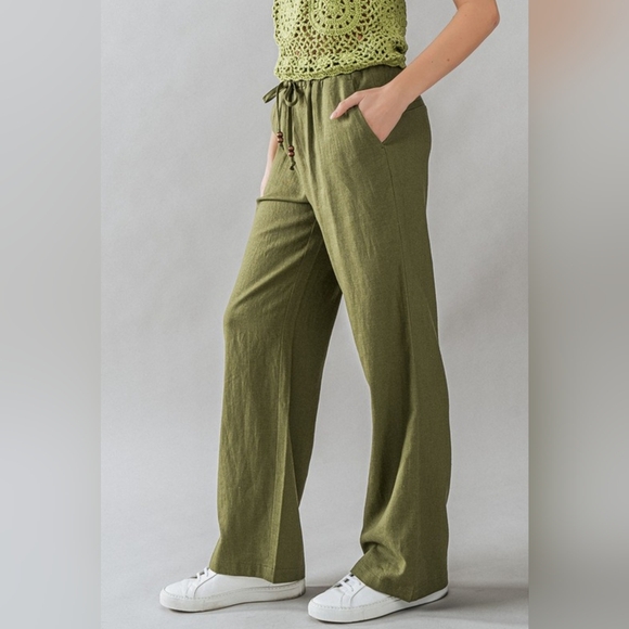 #28 SALE 🛑S, L CHIC & FABULOUS Linen Pants w/Drawstring - Picture 2 of 6